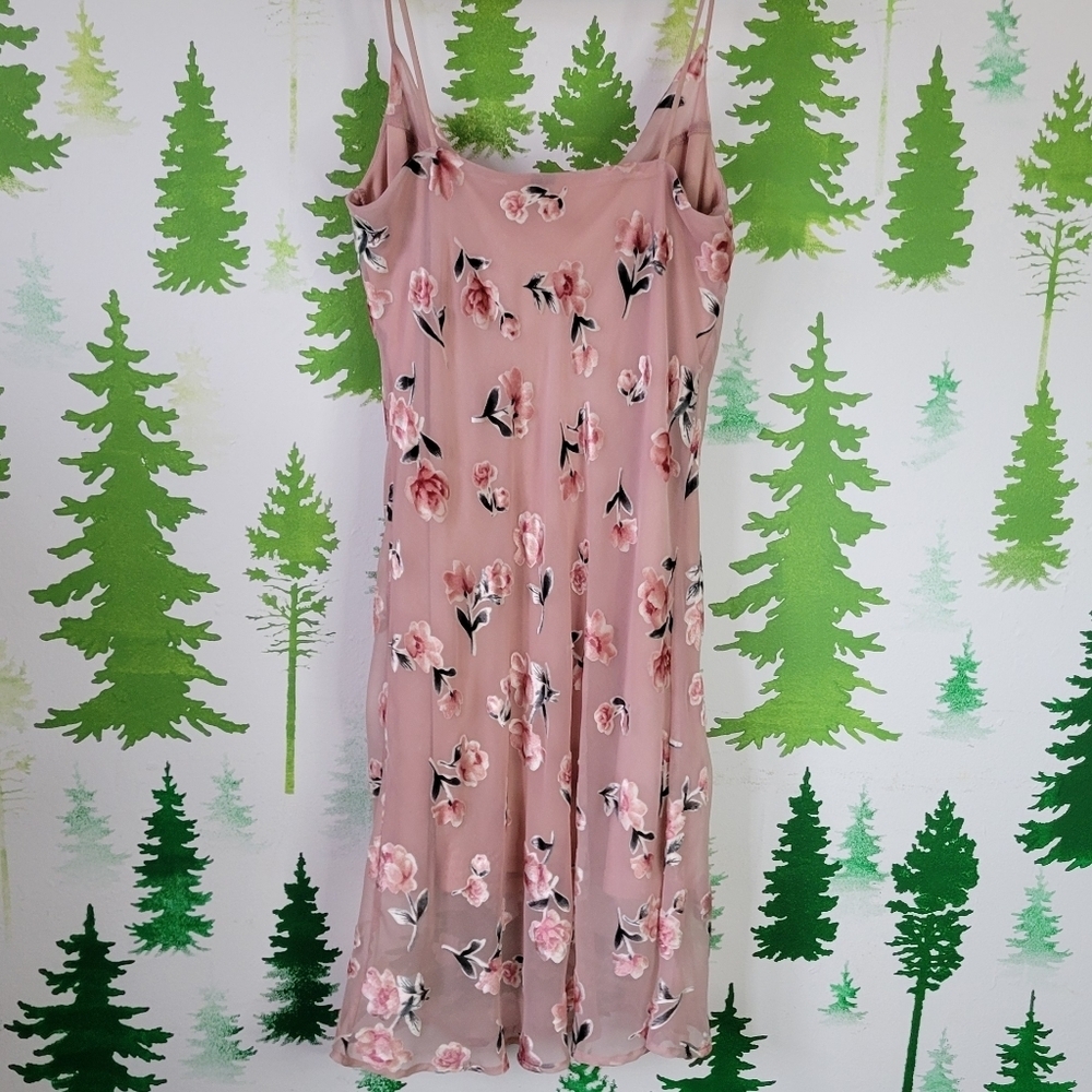 Floral Mesh Burnout Velvet Mini Dress - Picture 4 of 10